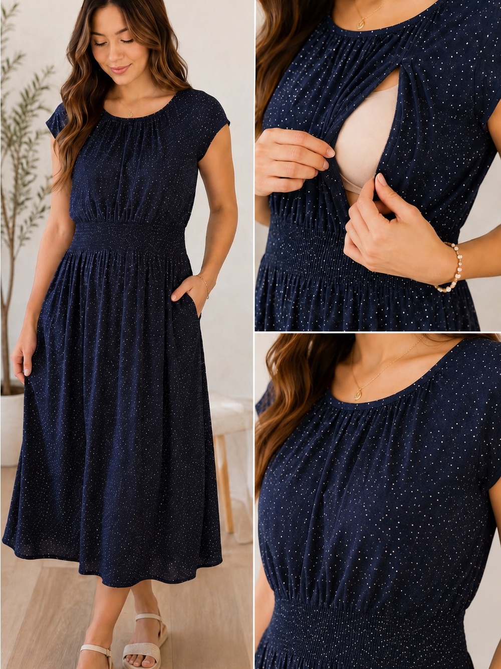 GAP Navy Maternity Midi Dress Size S